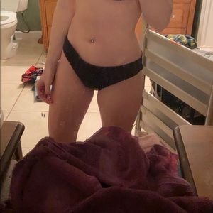 “PINK” black swim bottoms